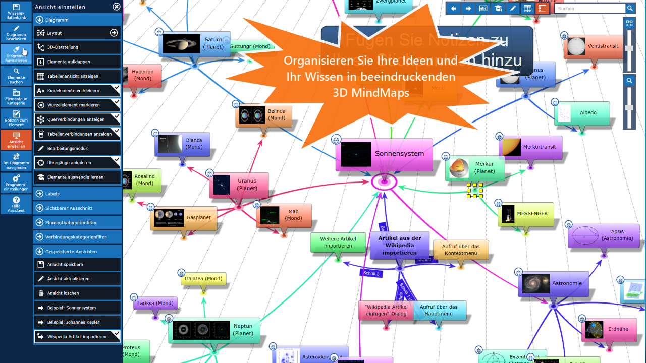 Beeindruckende 3D MindMaps und Flussdiagramme erstellen